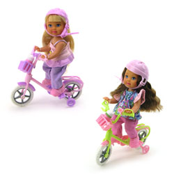 Poupée Lolly à bicyclette