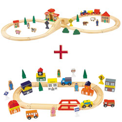 Petit train en bois avec accessoires