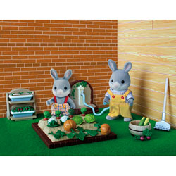 Papa et bébé lapin / jardin potager Sylvanian