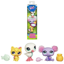 Colonne 3 petshop : mouette, ours, chaton 