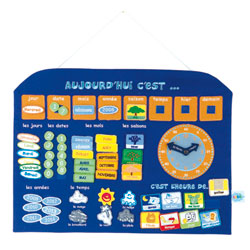 Calendrier avec horloge bleu