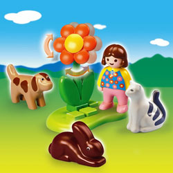 6763-Fillette Avec Animaux Domestiques