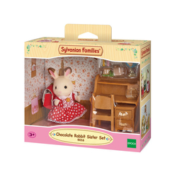Fillette Lapin Chocolat et bureau Sylvanian