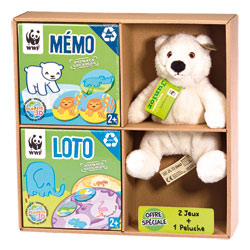 WWF Coffret 2 jeux et 1 peluche