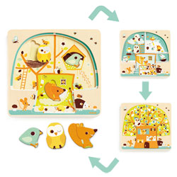 Puzzle bois 3 niveaux "Cabane dans les arbres"