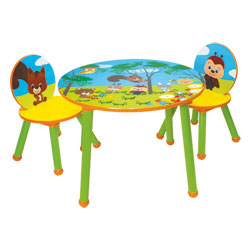 Table + 2 chaises bois