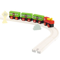 Locomotive et ses 3 wagons en bois