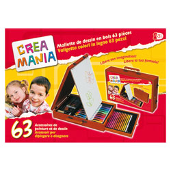 Coffret bois artiste 63 pièces