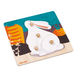 Puzzle lapin Encastrement 4 pièces en bois