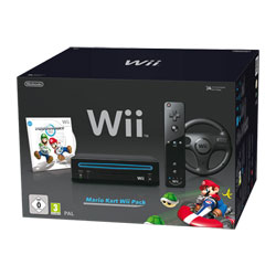 Console Nintendo Wii Noire avec Mario Kart et un Volant