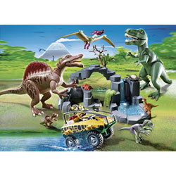 Dinosaures et véhicule amphibien 5019