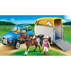5223-Voiture avec remorque et cheval