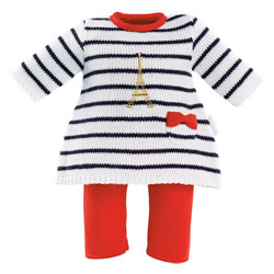 Robe Paris & Legging pour Poupon 30 cm
