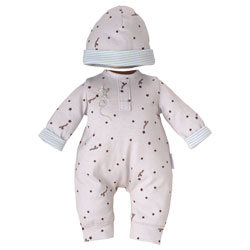 Pyjama Gris étoilé & Bonnet pour poupon 30 cm