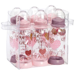Set de 6 biberons 260ml "Poudré rose"