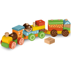 Locomotive + 2 wagons en bois