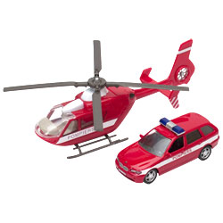 Hélico et voiture d'urgence