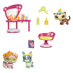 3 Petshop avec accessoires : Salon de beauté
