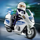 5185-Motard de police avec lumière clignotante