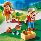 4349-Enfants avec chariot et petits animaux