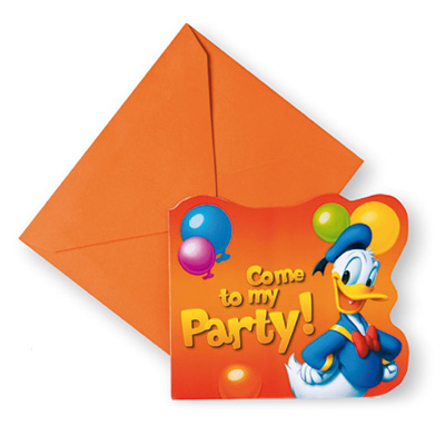 6 Cartes d'invitation Donald