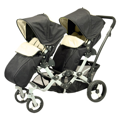 Poussette jumeaux "Noire et Beige"