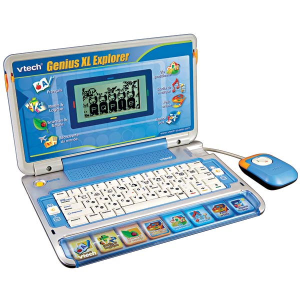 Genius XL Explorer !Un ordinateur parlant avec 8 cartouches de jeu pour un max de découvertes!32 activités éducatives sur 8 cartouches de jeu interchangeables (de la grande section au CE2).Pour découvrir les lettres, enrichir son vocabulaire, apprendre à 