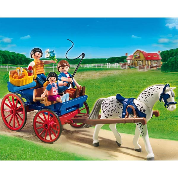 5226 Calèche avec famille Playmobil : King Jouet, Playmobil Playmobil Jeux