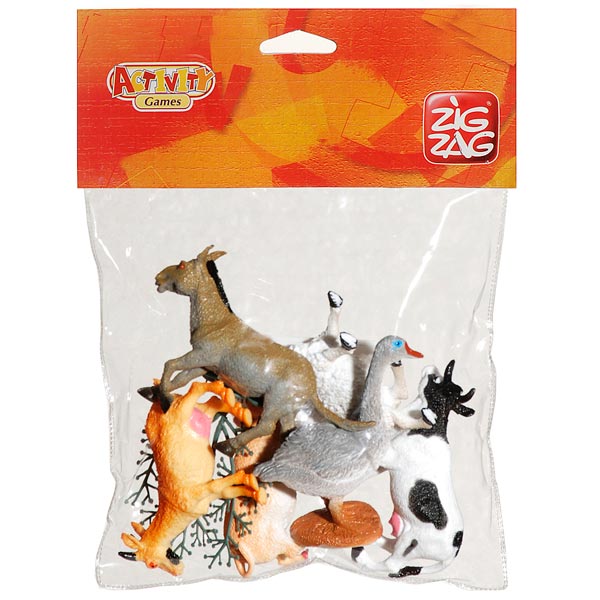 Un sachet de 6 animaux de la ferme en plastique. Idéal pour compléter une ferme...