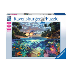 Puzzle 1000 pièces - Baie de coraux avec dauphins