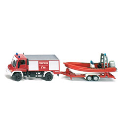Unimog pompiers avec bateau Siku