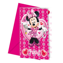 6 Cartes d'invitation et enveloppes Minnie