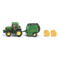 Tracteur John Deere avec presse à balles rondes