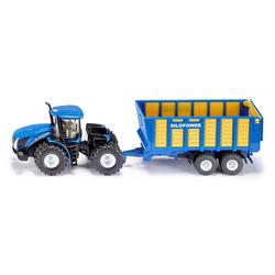 Tracteur New Holland avec remorque d'ensilage