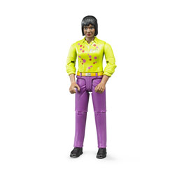 Figurine femme brune avec jean rose
