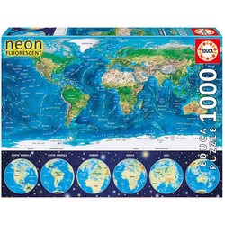 Puzzle 1000 pièces – Planisphère « Néon » – Educa®