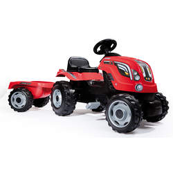 Tracteur farmer xl + remorque - capot ouvrable - rouge 