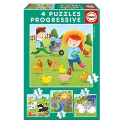 4 puzzles progressifs animaux de la ferme