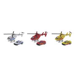 Hélicoptère et voiture miniatures