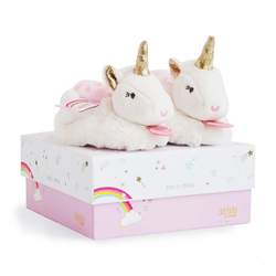 Chaussons avec hochet licorne