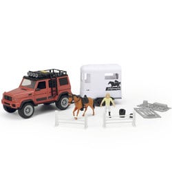 Dickie toys playlife - coffret véhicule et remorque à cheval