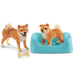 Figurines Mère et chiot Shiba Inu