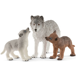 Figurines maman loup avec louveteaux