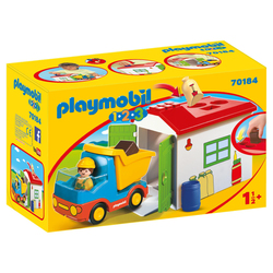 70184 - Playmobil 1.2.3 - Ouvrier avec camion et garage Playmobil