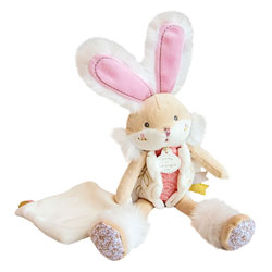 Doudou lapin sucre rose pantin