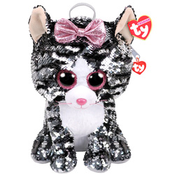 Sac à dos peluche sequins Kiki le chat 30 cm