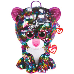 Sac à dos peluche sequins Dotty le léopard 30 cm