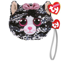 Porte monnaie peluche sequins Kiki le chat 10 cm