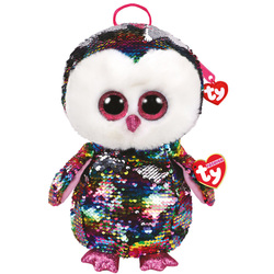 Sac à dos peluche sequins Owen le hibou 30 cm