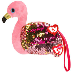 Porte monnaie peluche sequins Gilda le flamant rose 10 cm